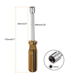 HARFINGTON Metric Hex Nut Screwdriver 10mm Carbon Steel Ergonomic PVC Grip Non-Magnetic Socket Wrench Screwdriver Hand Tool for Automotive Maintenance Home Improvement.