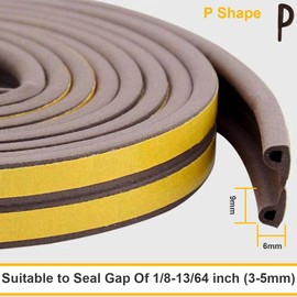 Body Plus Draught Excluder Door Seal, Door Seal Strip for Noise Reduction, Draft Excluder Tape for Door and Window, Window Seal Strip Tape (P Shaped)
