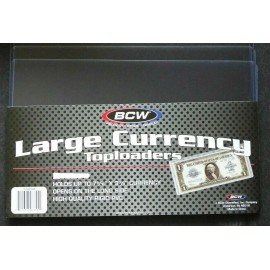 BCW 2 Loose BCW Large Dollar Bill Currency Toploaders Money Sleeve Protector
