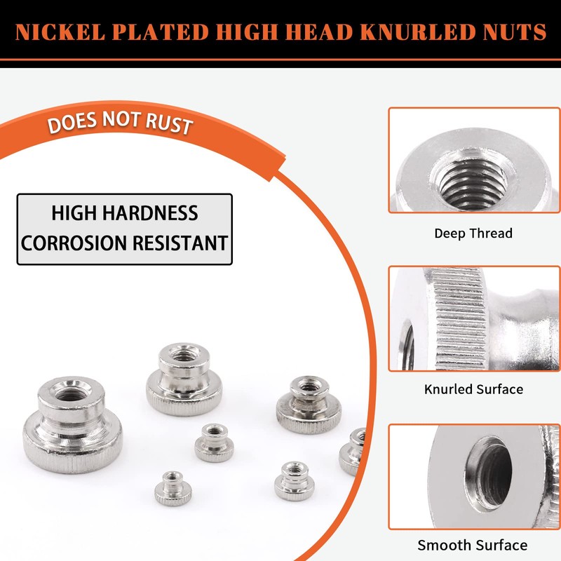 Tanstic 42Pcs Knurled Thumb Nuts, M3 M4 M5 M6 M8