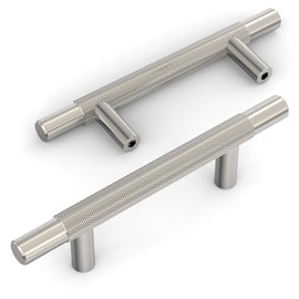 Amerdeco 10 Pack Brushed Satin Nickel Knurled Cabinet Pulls 3 Inch Hole Centers Kitchen Cabinet Handles Hardware Kitchen Handles for Cabinets Handles IH0006…