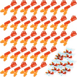 Tondiamo 200 Pairs Ear Plugs Reusable Silicone Earplugs with Cord Sleeping Individually Wrapped Hearing Protection Noise Cancelling Earplugs for Work Construction Shooting Sports (Orange)