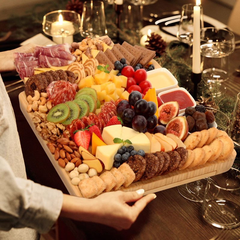 Charcuterie Board Set - FamRica Cheese Board with 2 Drawers,