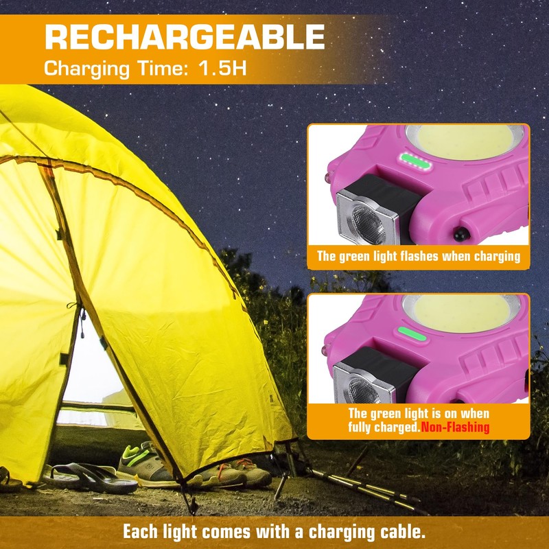 EverBrite 2 Pack COB Keychain Work Light, Mini Rechargeable Magnetic