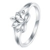 BORUO 925 Sterling Silver Ring, Lotus Flower Yoga High Polish