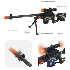 28 Inch Light Up Toy Gun Battery Operated W/Sound and Light Green AW50 Sniper Military Machine Gun Toy Best Gift for Boys of Any Age