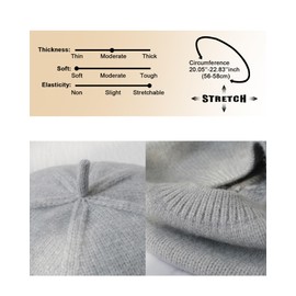 CheChury Knitted Hat Women's French Beret Winter Fleece Hat Chunky Knit Winter Hats Warm Women Artist Beret Hat Vintage Beanie Hat Cashmere Hat Women's Wool Hat Warm Beret, gray