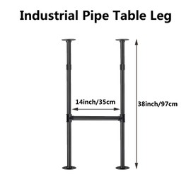 LooftMate Industrial Pipe Table Leg for Bar Height Pub Table, H-Shape, Iron Base Legs Coffee Tables& End Tables,Desks,Nightstand - Vintage,Mid-Century Modern Aesthetic,38 Inch (2 Packs)