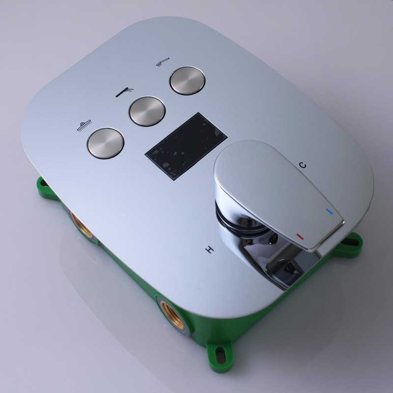 WHSHOWER Chrome Shower Mixer Valve Pressure Balance Trim Kit LCD