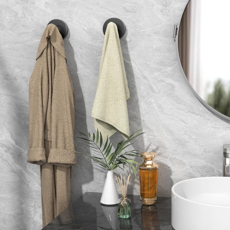 Ninth Five Shower Suction Cup Hooks, Heavy Duty Bathroom Wall