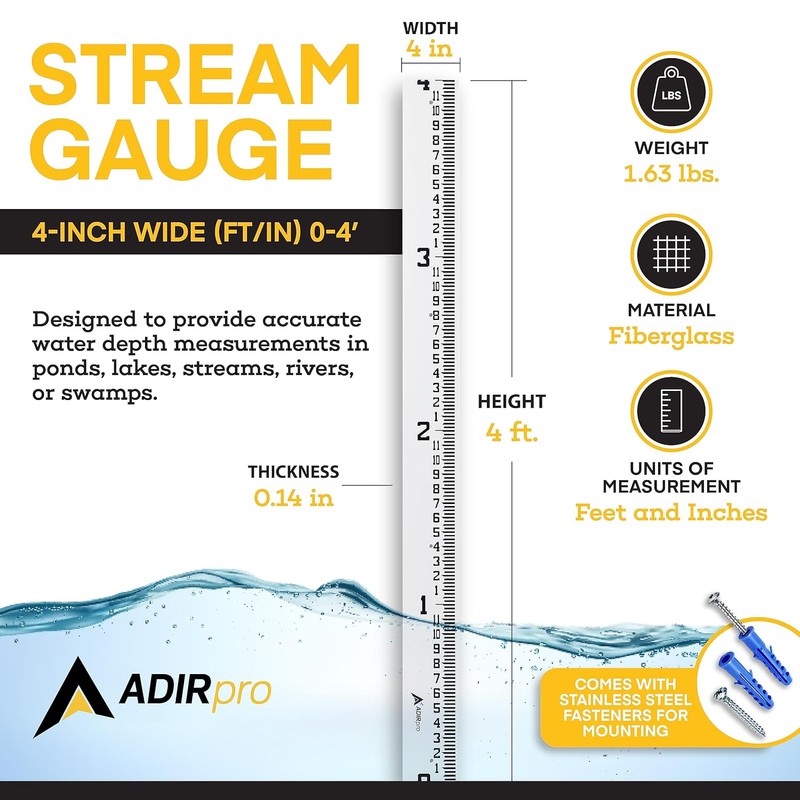 AdirPro 4" Wide Stream Gauge - Heavy Duty & All