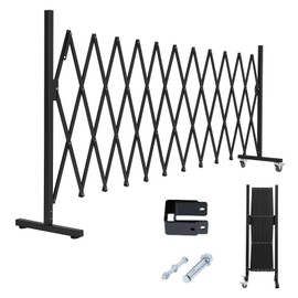 AkiiGer Metal Expandable Barrier Fence for Dogs, Portable Barricade Gate with Casters, Foldable Pet Gate Indoor Outdoor for Rooms, Stairs, Driveway, Garage, Yard, Doorways, 11 Feet, Black
