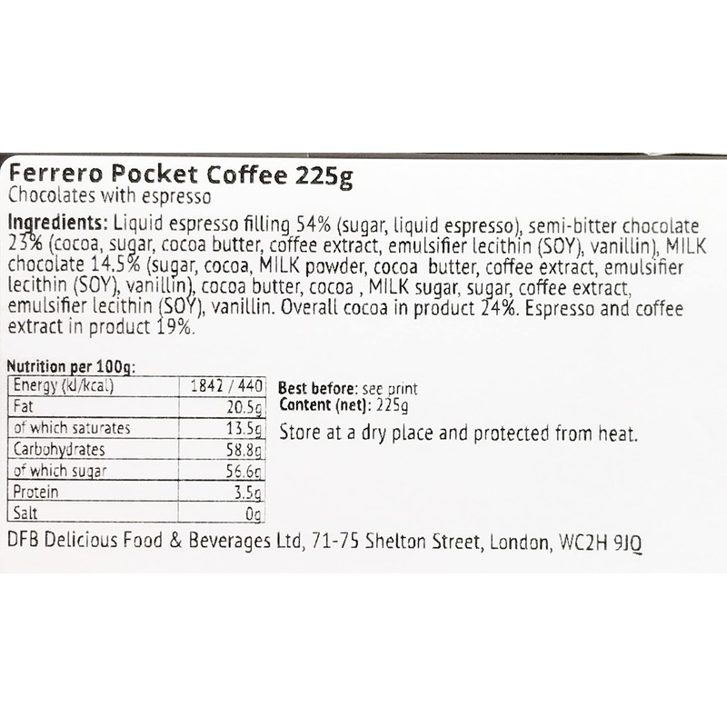 Pocket Coffee 225G - imported by DFB