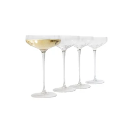 Rounded Cocktail Coupe Glasses – Set of 4 Elegant 8oz Bar Glasses for Gin & Tonic, Cosmopolitan, Manhattan & Mocktails – Sisterly Drinkware for Mixology & Entertaining