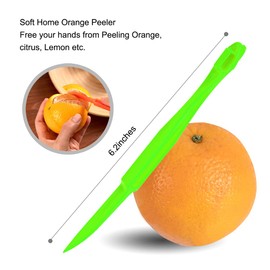 Soft Home Premium Plastic Orange Peeler Lemon Citrus Peel Cutter Vegetable Slicer Fruit Tools (Long Handle Type Orange 2 Pack;Mouse Type random color 1 Pack）