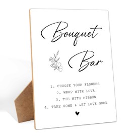 Flower Bouquet Bar Sign, 8×11 Inches Wooden Sign With Stand, Minimalist Gender Neutral Tabletop Decor for Baby Shower, Bridal Shower, Wedding Reception, Event Party Favor Supplies-14