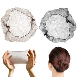 Clyhon Pack of 80 Invisible Hair Nets Elastic Hair Nets Elastic Edge Mesh Ballet Buns Hair Nets Hair Net for Wigs Knot Rings Bun Cover Skate Tool Hair Net Night (Black & Dark Brown)