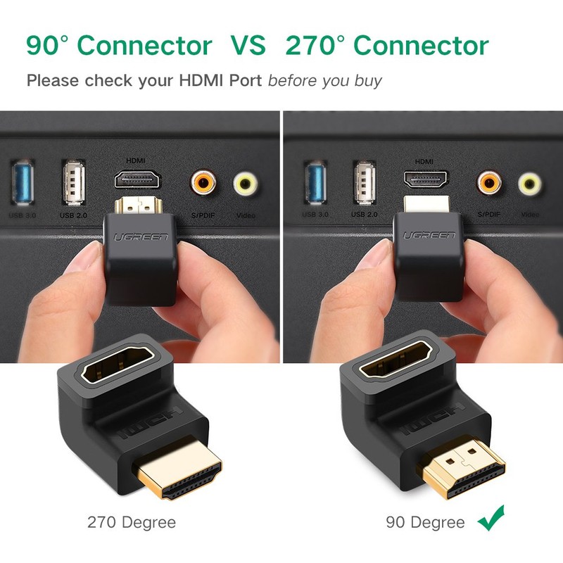 UGREEN HDMI Male to Female Adapter (90 Degree Down) (20109)