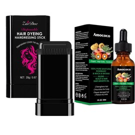 Hair dye comb Disposable,Easy to Color, Portable for Quick Touch - Ups, Covers Gray Hair, Resists Fading and Clumping:_zaidoc-01#BLACK+30ml Batana Hair Treatment Oil