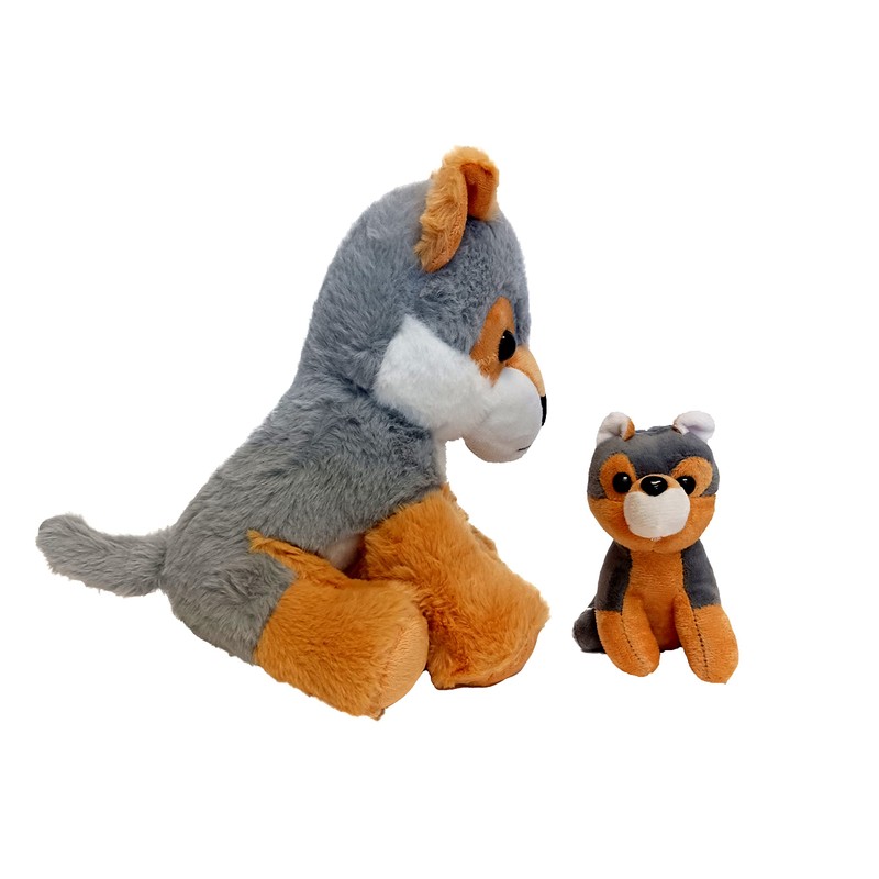 Plush Animals Holding Babies (Wolf)
