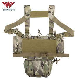 YAKEDA Tactical Chest Mini Rig 1000D Laser-Cut Multifunctional Adjustable Tactical Outdoor Vest with Mag Pouches (CP)