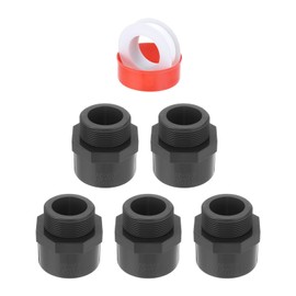 uxcell 5 Pcs 1-1/2" PVC Male Adapter Pipe Fitting Fit for SCH40 Slip Coupling Male to Male Threaded Pipe Coupling Connector with Sealing Tape, Socket x NPT Male, Dark Grey