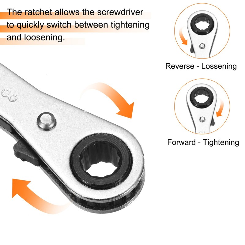 sourcing map Double Box End Reversible Ratcheting Wrench 8mm x