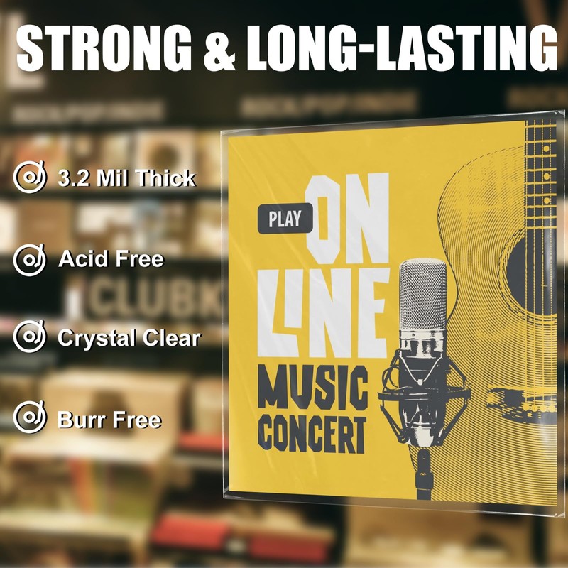 Ohuimrt Vinyl Record Sleeves, 45 Pack Clear Plastic 12” LP