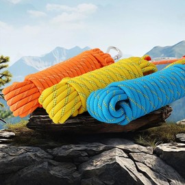 NorthPada Static Outdoor Climbing Rope, Nylon Heavy Duty Rope, Arborist Tree Work Rope, Marine Anchor Boat Rope, Rappelling Emergency Rope, Swing Rope, 1/2 in (12 mm) x 65 ft (20 Meters) Orange