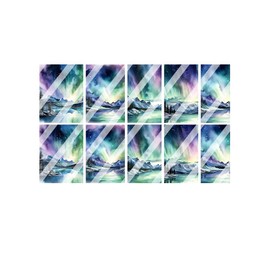 Watercolor Winter Northern Lights Full Nail Art Decals - Waterslide Nail Decals