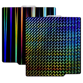 JUUPINE H1H Print Plate for Bambu Lab P1S X1 X1E P1P X1C A1, Double-Sided Textured PEI Holographic Light Beam + Phantom Carbon Plate Heating Bed for Bambu Lab 257 x 257 mm Printing Platform
