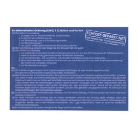 trendaffe Die Scheisse Geparkt! Notes with German Road Traffic Regulations for the Windscreen Set of 50