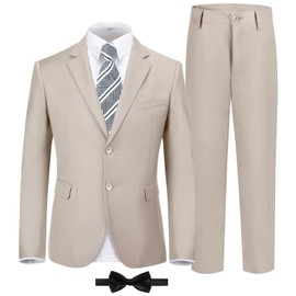 TAMIFLY Boys Suit Light Champagne Kids Suits for Boys Teen Toddler Boy Suit for Wedding Boy Clothes First Communion Easter Outfit Size 14