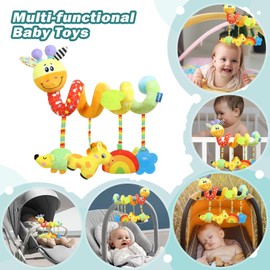 eners Pram Toy Baby Seat Cot Spiral Toy - Activity Spiral Hanging Toy Travel Activity Toy Baby Spiral Plush Toy for Toddlers from 0+ Months (Giraffe)