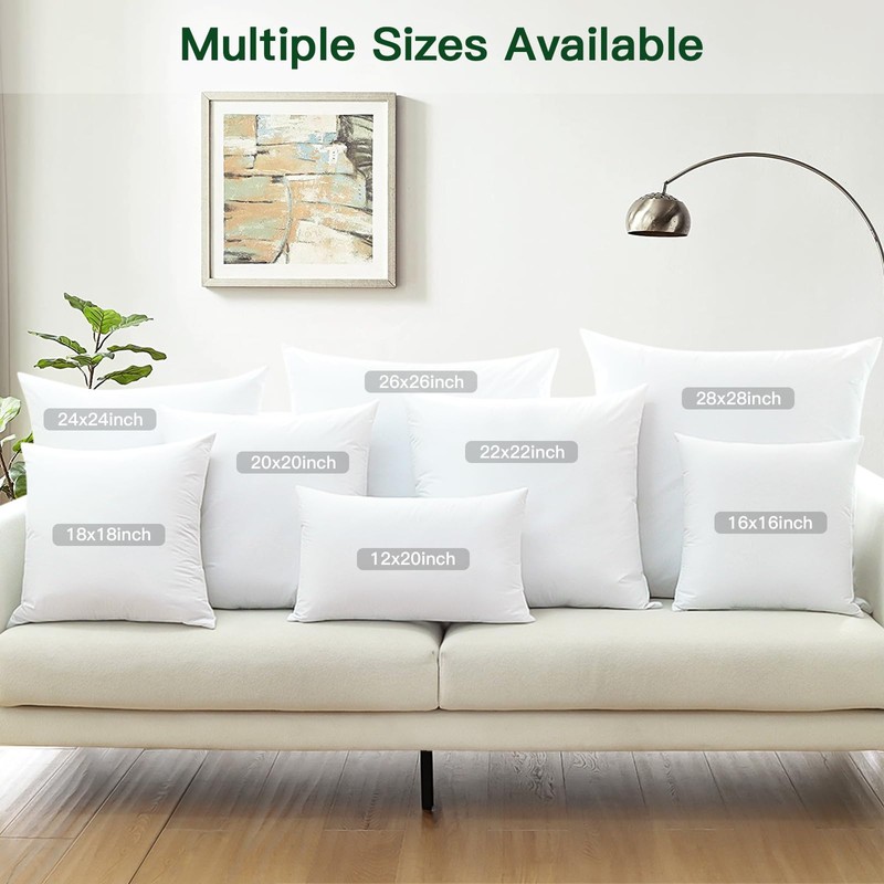 OTOSTAR Pack of 2 Down and Feather Throw Pillow Inserts,