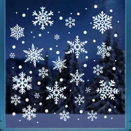 6 Sheets Large Snowflake Window Stickers Christmas Window Stickers Decorations Hand Drawn Design Removable Xmas Window Stickers Window Clings