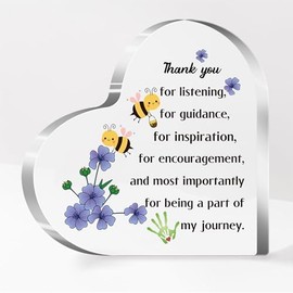 Teacher Acrylic Plaque Heart Ornaments Women Men Teacher's Day Sign Students Graduation Professor Appreciate Christmas Birthday Tutor Retirement Thank You Mentor Keepsakes Rainbow