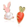 MUYAN Cute Small Easter Bunny Stud Earrings Pink Rabbit Orange