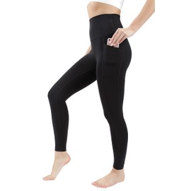90 Degree By Reflex High Waist Cotton Elastic Free Cloudlux Ankle Leggings with Side Pocket - Black - XL