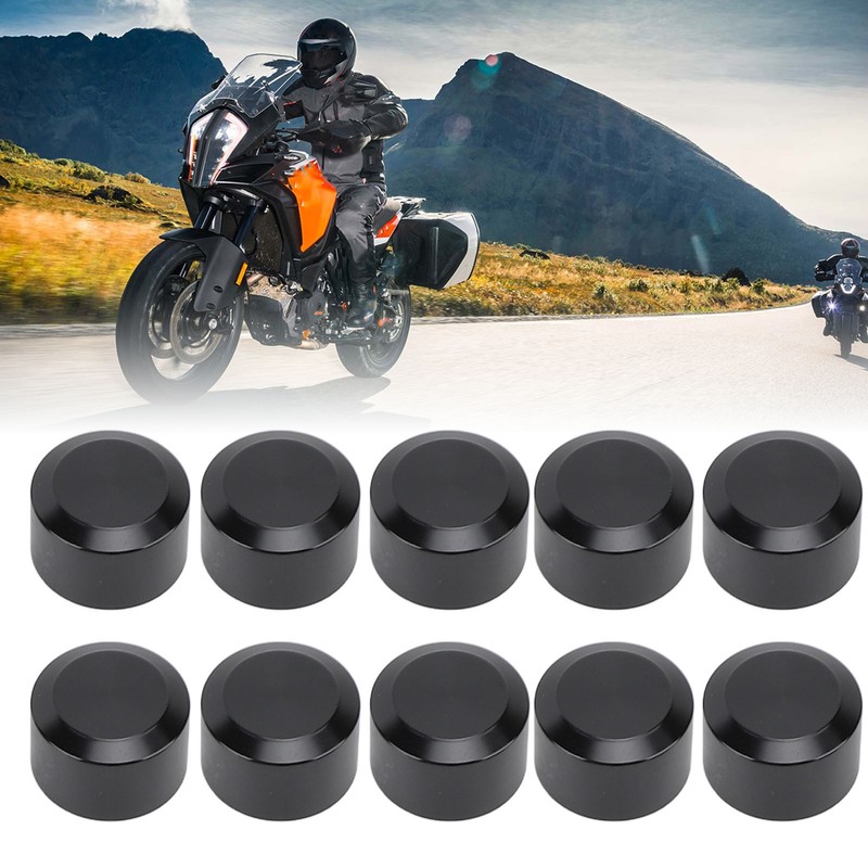 10PCS Motorcycle Head Bolt Cover Black Flat CNC Aluminum Engine