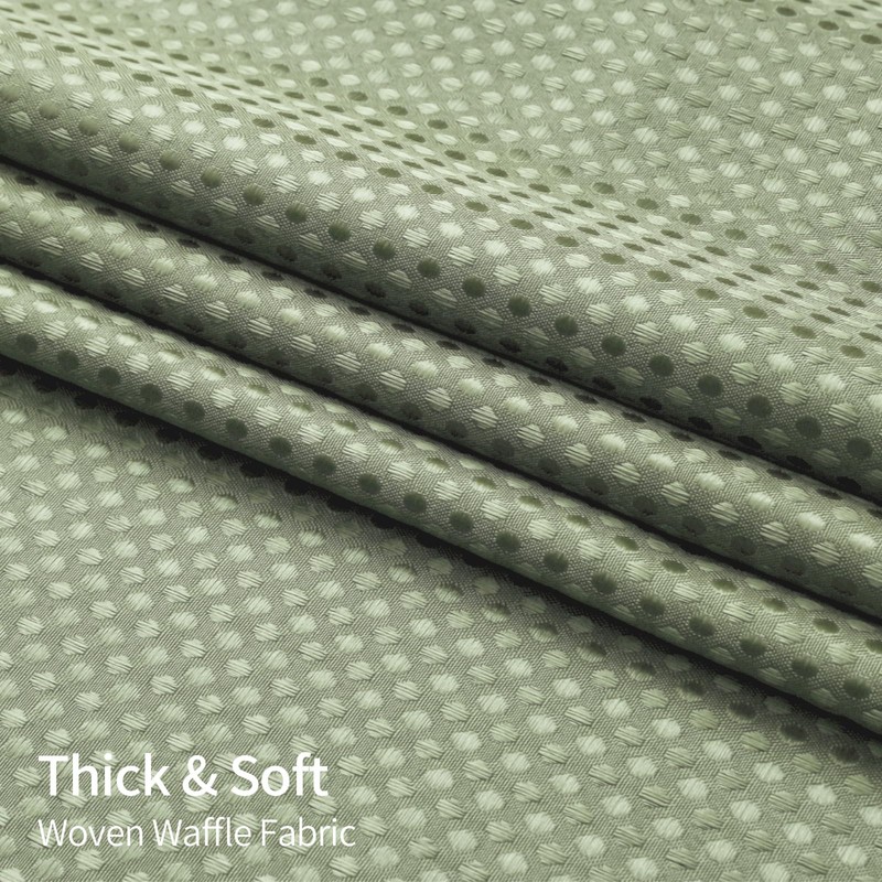 MitoVilla Green Waffle Shower Curtain Set with Snap-in Liner, Modern