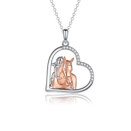 GULICX Horse Gifts for Women, Horse Necklace Heart Pendant Jewelry Gifts for Horse Lover