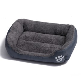 OUYUNKKA Dog Bed (S, 43 x 32 cm) Square Grey Dog Sofa for Medium and Small Dogs and Cats, Fluffy Soft Cat Bed, Cat Cushion, Dog Bed for French Bulldog