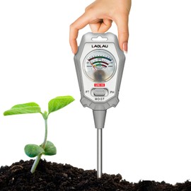 3-in-1 Soil Test Kit, Soil Moisture Meter/Soil pH Meter/Fertility Tester, Soil Hygrometer for Garden, Farm, Lawn, Indoor & Outdoor Use, No Battery Needed (Aluminum+Copper Probe)