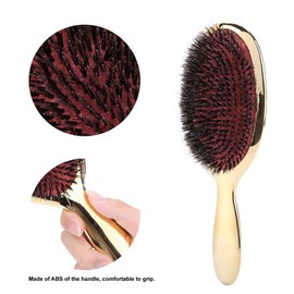 Cepillo para Cabello, Peine para Cabello, Cepillo de Pelo de Cerda, Peine de Masaje de Pelo de Cepillo de Pelo Antiestático de Cerda Ovalada Oval Adecuado para Desenredar Mantenimiento(oro)