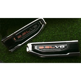 Pair New 5.3L V8 Driver Side Vent Right Left 3D Badge Emblems Replacement for 19-25 GMC Sierra 1500 GM 84431310 (Chrome Red)