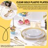 LIYH 120 Pcs Clear Plastic Plates with Gold Trim Disposable,