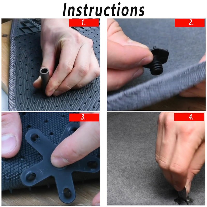 AIMALL 4Set Car Mat Fixed Buckle Set, Anti-Slip Double-Layer Plastic