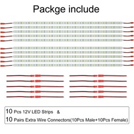 Under Cabinet LED Lighting 10Pack Rigid DC 12V LED Light Strip Light Super Bright Led Bar - Red SMD5630 9W 84LED Double Row 0.5m/20in for Counter,Shelf,TV Back,Showcase