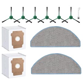 11 Pcs Replacement Parts for iRobot Roomba Q052 / 105 Vac / 105 Combo Robot Vacuum, 2 Dust Bags, 6 Side Brushes, 2 Mop Pads, 1 Clean Brush
